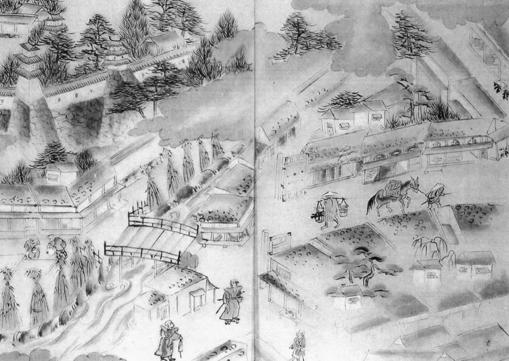 加賀農耕風俗図絵「金沢図屏風」