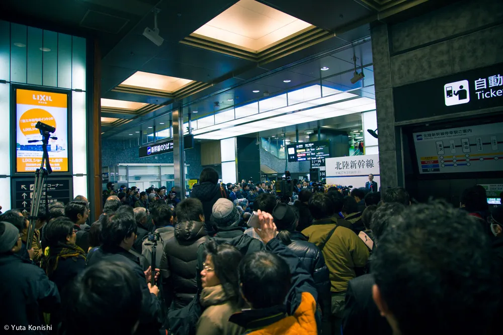 北陸新幹線開業！金沢駅の開業ドキュメント2015年3月14日！今世紀最大の北陸のチャンス！かがやき500号の出発を見守る