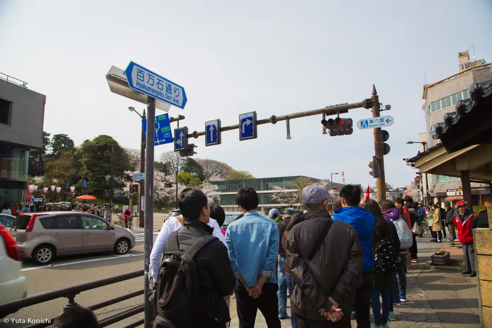 兼六園でのお花見2015年 北陸新幹線開業して初めて迎えるお花見は混んでいた。