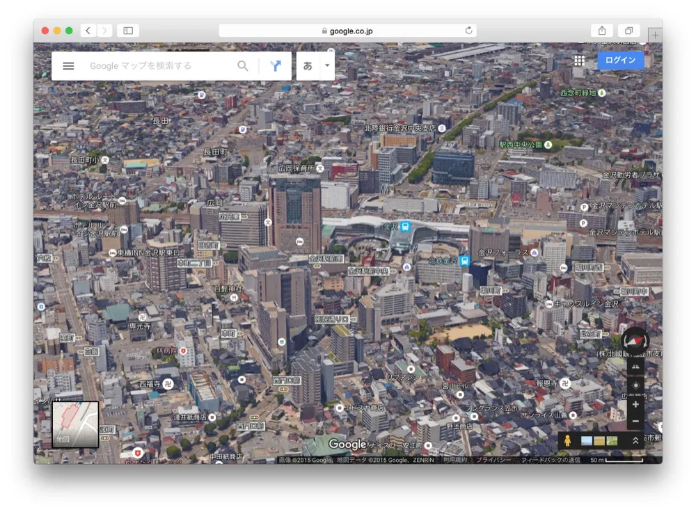 3D金沢だ！Google Mapで3Dの金沢を箱庭のように遊ぶ方法教えます！！こんな金沢の素顔見たことなかった。