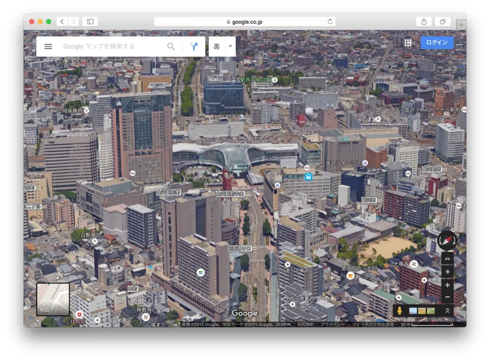 3D金沢だ！Google Mapで3Dの金沢を箱庭のように遊ぶ方法教えます！！こんな金沢の素顔見たことなかった。