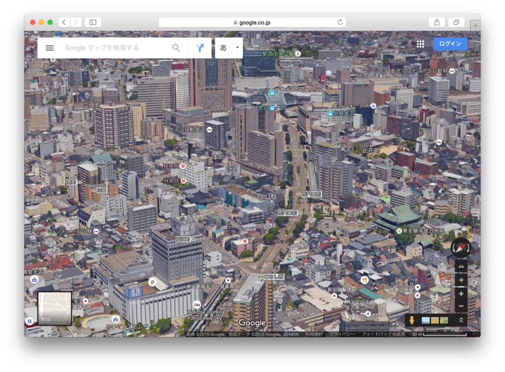 3D金沢だ！Google Mapで3Dの金沢を箱庭のように遊ぶ方法教えます！！こんな金沢の素顔見たことなかった。