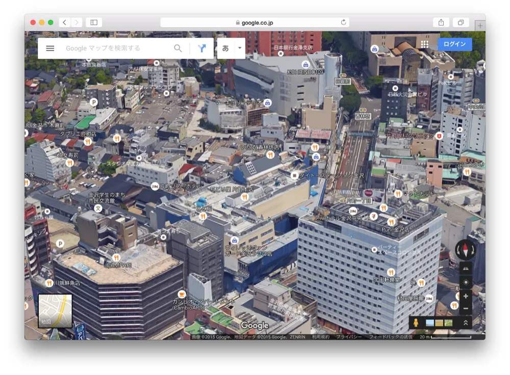 3D金沢だ！Google Mapで3Dの金沢を箱庭のように遊ぶ方法教えます！！こんな金沢の素顔見たことなかった。