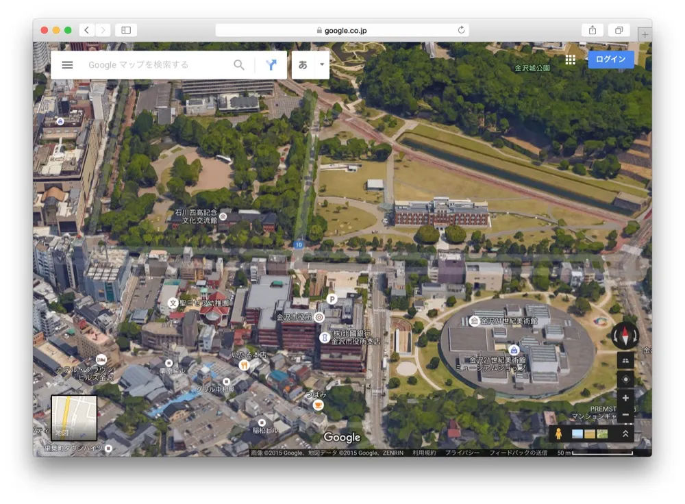 3D金沢だ！Google Mapで3Dの金沢を箱庭のように遊ぶ方法教えます！！こんな金沢の素顔見たことなかった。