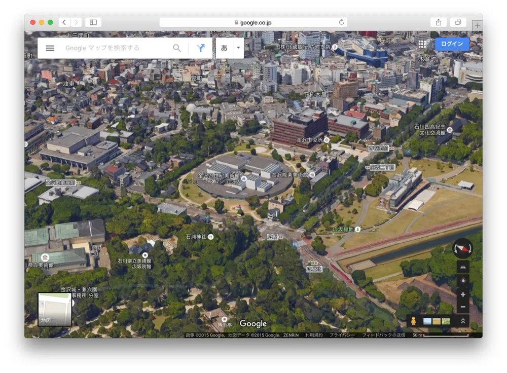 3D金沢だ！Google Mapで3Dの金沢を箱庭のように遊ぶ方法教えます！！こんな金沢の素顔見たことなかった。